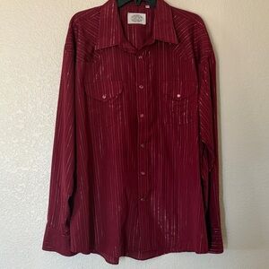 Gibson Men's Burgundy Pinstripe Button-Up Shirt
